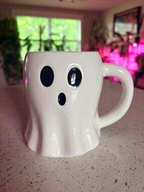 Halloween Ghost Ceramic Coffee Mug White Spooky Boo Fall Autumn Cup